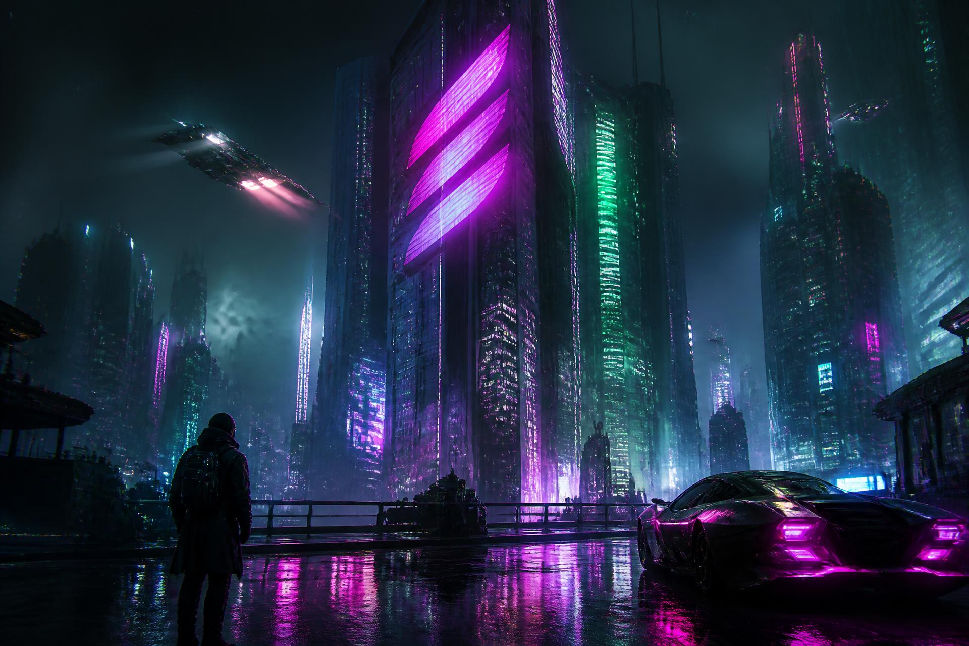 Neon cyberpunk city representing the TRUEHN SOLANA ECONOMY
